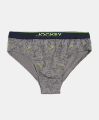 Super Combed Cotton Elastane Stretch Printed Brief with Ultrasoft Waistband - Grey & Black (Pack of 2)