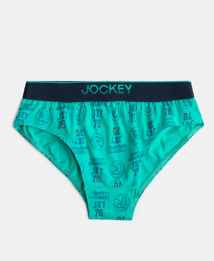 Super Combed Cotton Elastane Stretch Printed Brief with Ultrasoft Waistband - Navy & Billiard Green (Pack of 2)