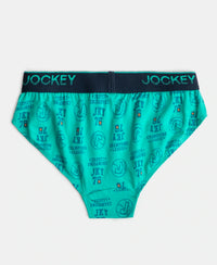 Super Combed Cotton Elastane Stretch Printed Brief with Ultrasoft Waistband - Navy & Billiard Green (Pack of 2)