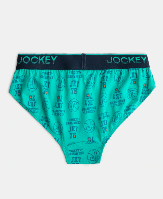 Super Combed Cotton Elastane Stretch Printed Brief with Ultrasoft Waistband - Navy & Billiard Green (Pack of 2)