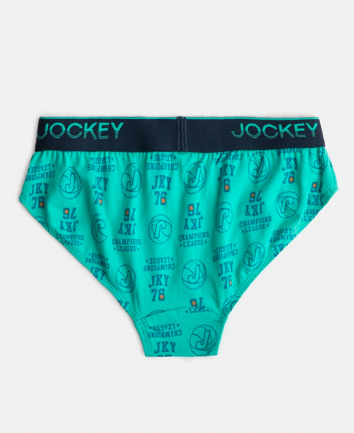 Super Combed Cotton Elastane Stretch Printed Brief with Ultrasoft Waistband - Navy & Billiard Green (Pack of 2)