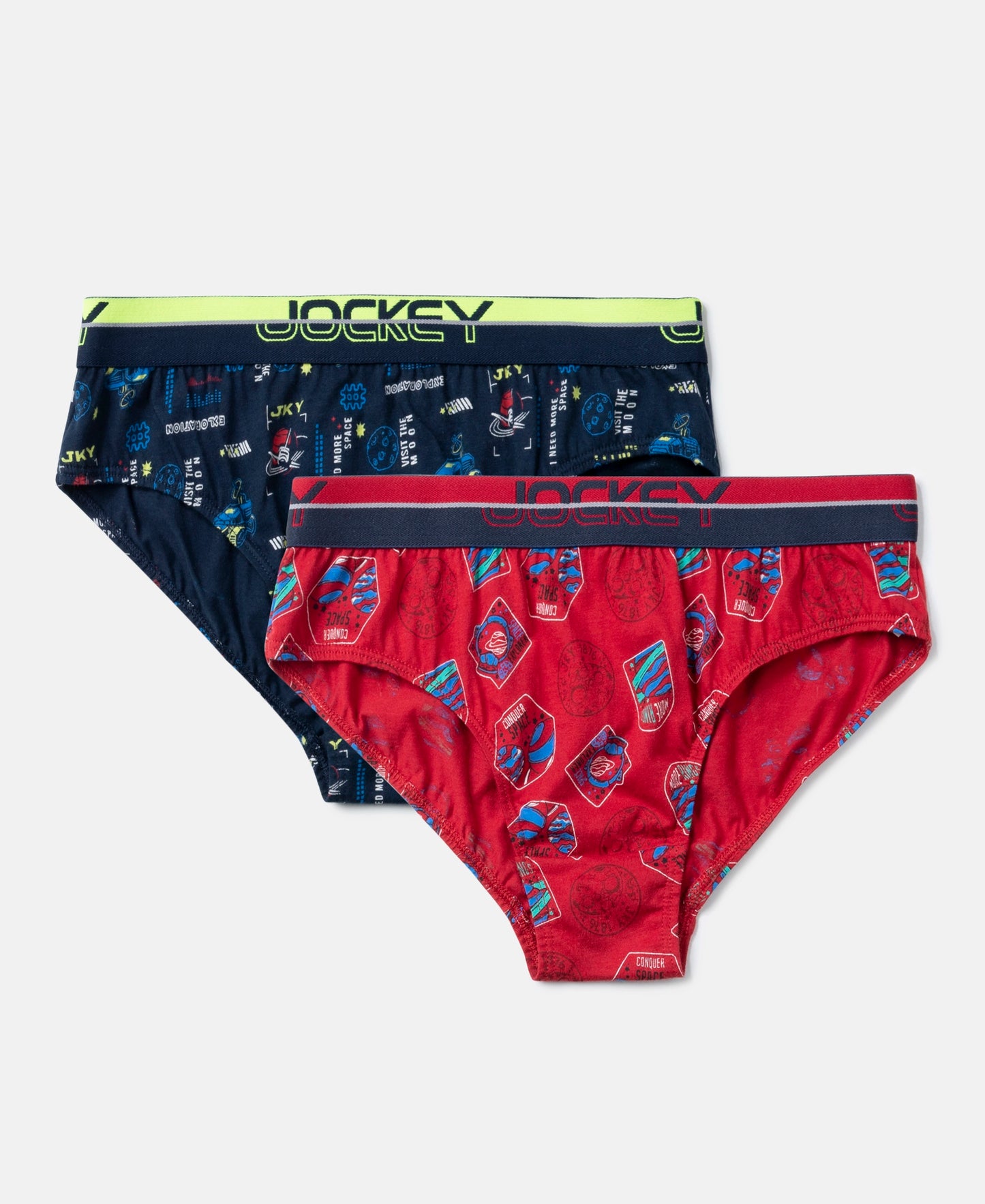 Super Combed Cotton Elastane Stretch Printed Brief with Ultrasoft Waistband - Navy & Chilli Pepper (Pack of 2)