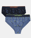 Super Combed Cotton Elastane Stretch Printed Brief with Ultrasoft Waistband - Navy & Frost (Pack of 2)