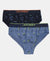 Super Combed Cotton Elastane Stretch Printed Brief with Ultrasoft Waistband - Navy & Frost (Pack of 2)