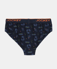 Super Combed Cotton Elastane Stretch Printed Brief with Ultrasoft Waistband - Navy & Frost (Pack of 2)