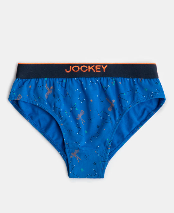 Super Combed Cotton Elastane Stretch Printed Brief with Ultrasoft Waistband - Chilli Pepper & Rich Royal Blue (Pack of 2)