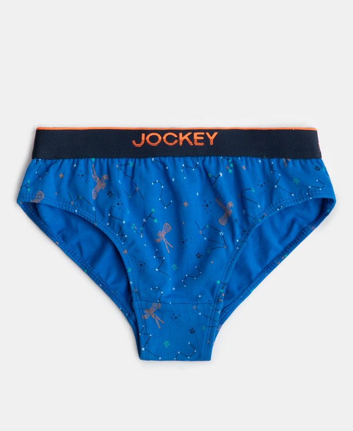 Super Combed Cotton Elastane Stretch Printed Brief with Ultrasoft Waistband - Chilli Pepper & Rich Royal Blue (Pack of 2)