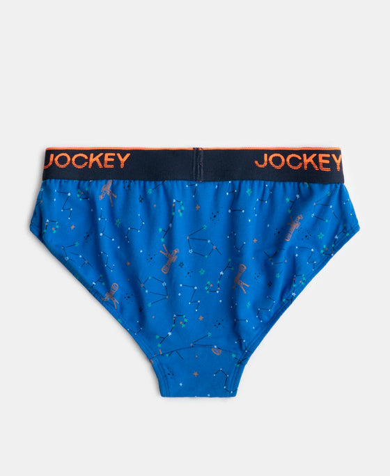 Super Combed Cotton Elastane Stretch Printed Brief with Ultrasoft Waistband - Chilli Pepper & Rich Royal Blue (Pack of 2)