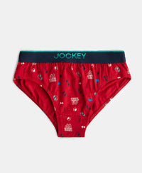 Super Combed Cotton Elastane Stretch Printed Brief with Ultrasoft Waistband - Chilli Pepper & Rich Royal Blue (Pack of 2)