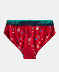 Super Combed Cotton Elastane Stretch Printed Brief with Ultrasoft Waistband - Chilli Pepper & Rich Royal Blue (Pack of 2)