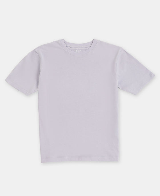 Girl's Super Combed Cotton Solid Short Sleeve T-Shirt - Cosmic Sky