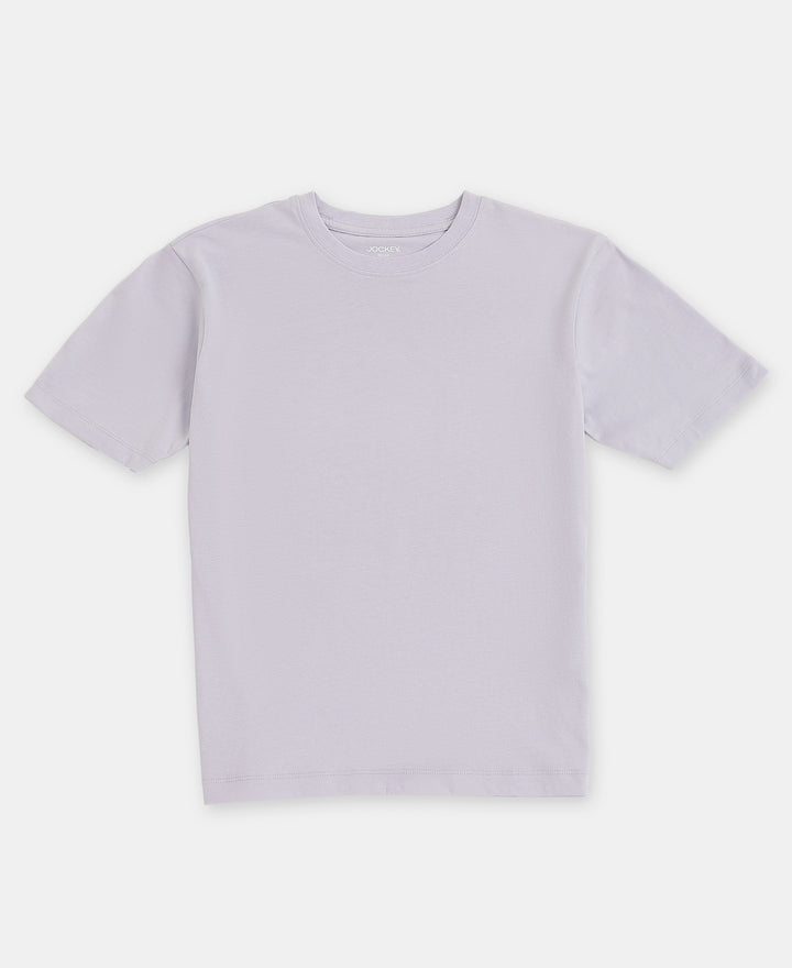 Girl's Super Combed Cotton Solid Short Sleeve T-Shirt - Cosmic Sky