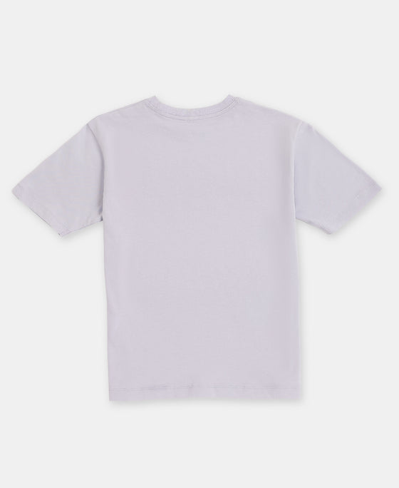 Girl's Super Combed Cotton Solid Short Sleeve T-Shirt - Cosmic Sky