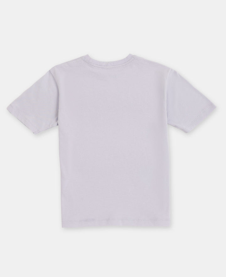 Girl's Super Combed Cotton Solid Short Sleeve T-Shirt - Cosmic Sky