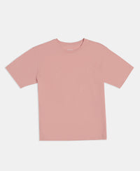Girl's Super Combed Cotton Solid Short Sleeve T-Shirt - Mellow Rose