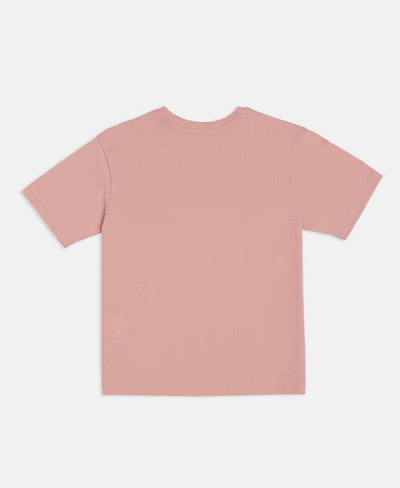 Girl's Super Combed Cotton Solid Short Sleeve T-Shirt - Mellow Rose