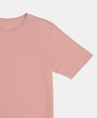Girl's Super Combed Cotton Solid Short Sleeve T-Shirt - Mellow Rose