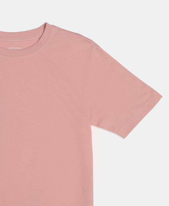 Girl's Super Combed Cotton Solid Short Sleeve T-Shirt - Mellow Rose