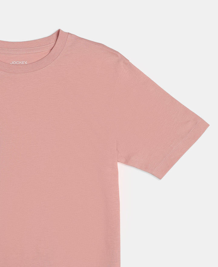 Girl's Super Combed Cotton Solid Short Sleeve T-Shirt - Mellow Rose