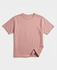 Girl's Super Combed Cotton Solid Short Sleeve T-Shirt - Mellow Rose