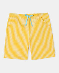 Super Combed Cotton Short Sleeve T-Shirt and Printed Shorts Set - Spectra Yellow -Blue Radiance