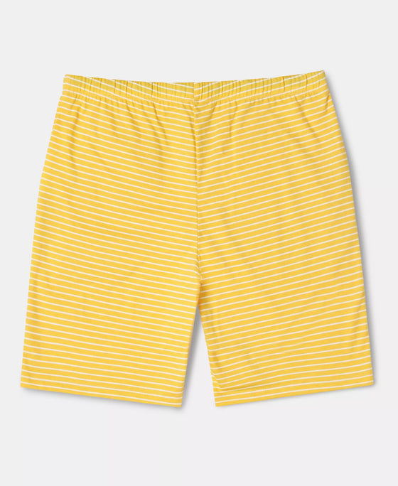 Super Combed Cotton Short Sleeve T-Shirt and Printed Shorts Set - Spectra Yellow -Blue Radiance