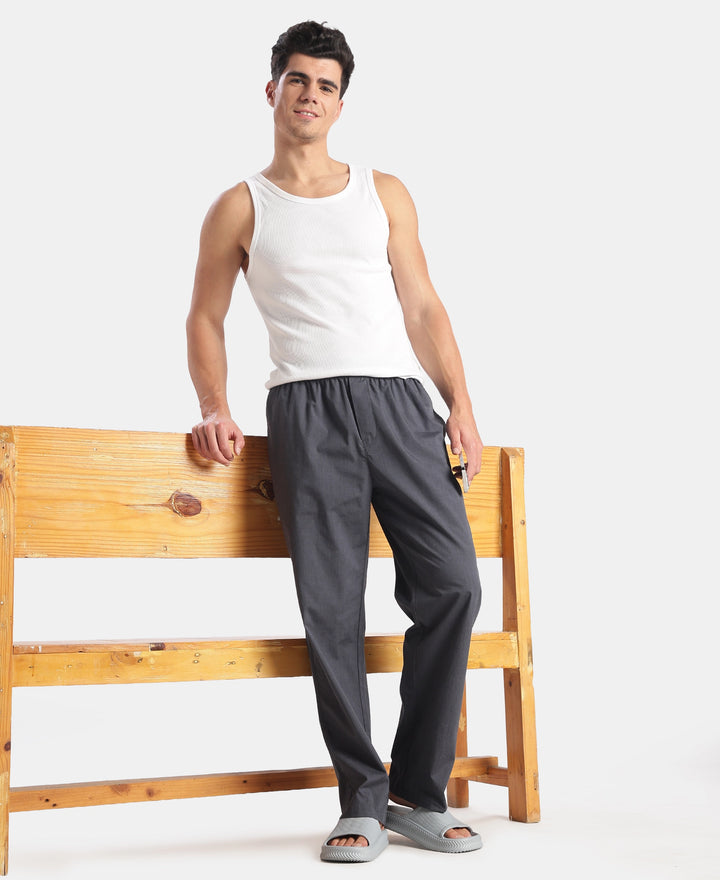 Super Combed Cotton Relaxed Fit Pyjama with Side Pockets - Black Chambray
