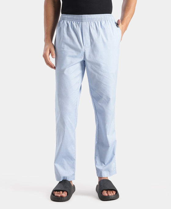 Super Combed Cotton Relaxed Fit Pyjama with Side Pockets - Light Blue Chambray