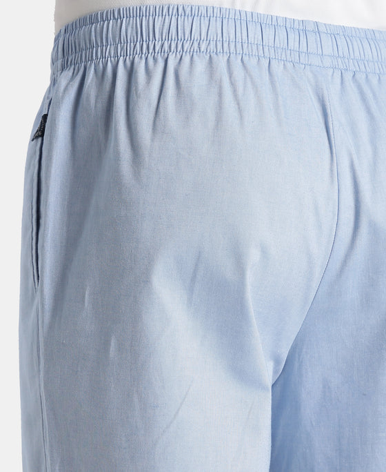 Super Combed Cotton Relaxed Fit Pyjama with Side Pockets - Light Blue Chambray