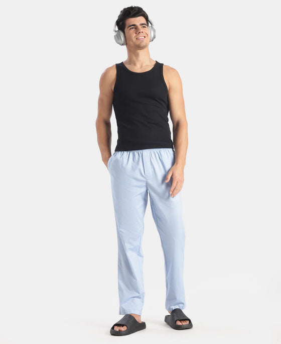 Super Combed Cotton Relaxed Fit Pyjama with Side Pockets - Light Blue Chambray