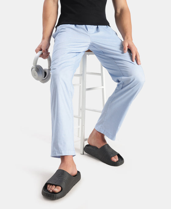 Super Combed Cotton Relaxed Fit Pyjama with Side Pockets - Light Blue Chambray