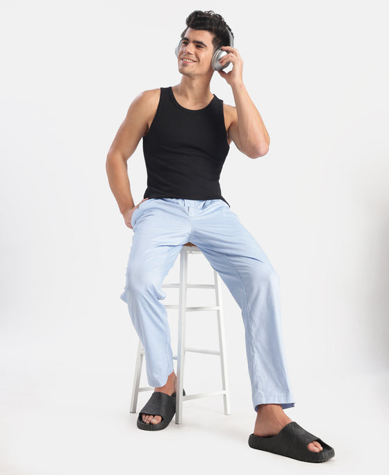 Super Combed Cotton Relaxed Fit Pyjama with Side Pockets - Light Blue Chambray