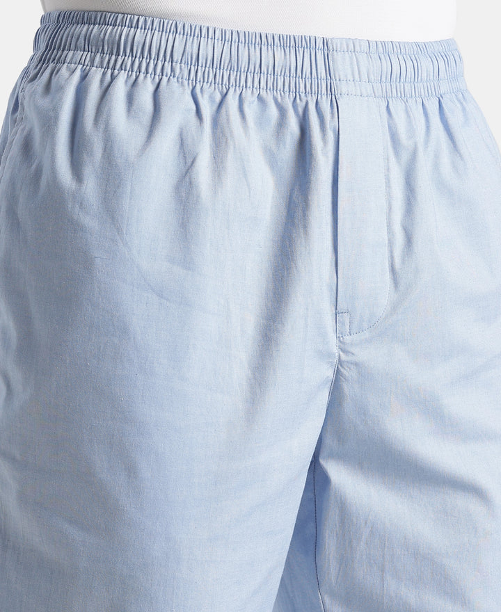 Super Combed Cotton Relaxed Fit Pyjama with Side Pockets - Light Blue Chambray