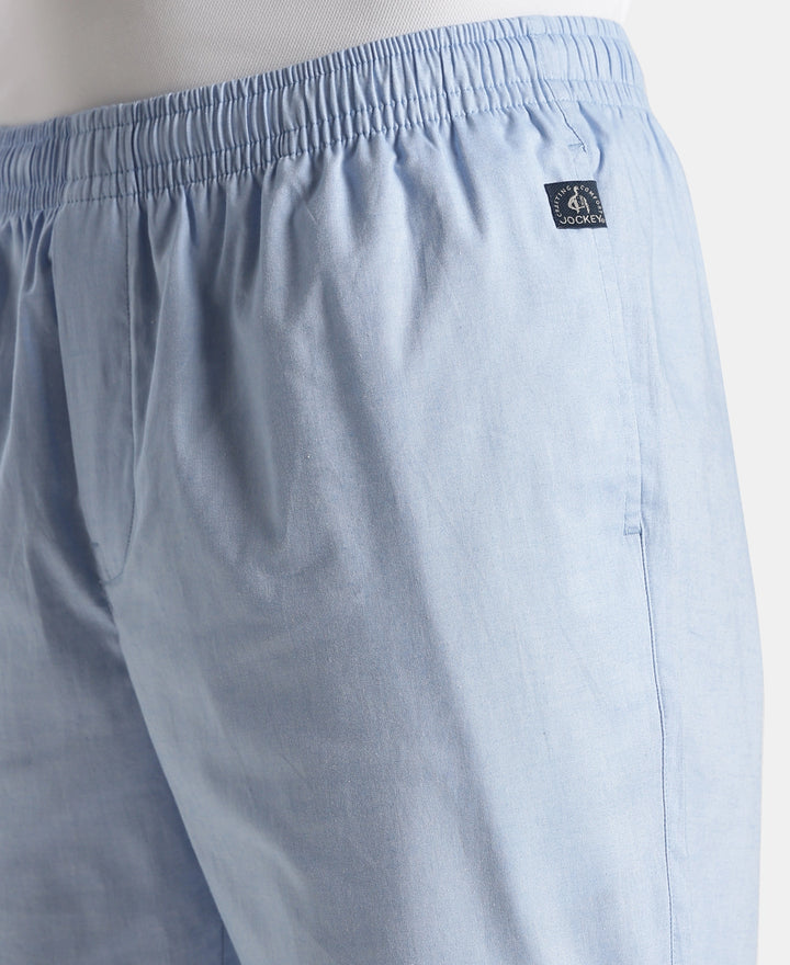 Super Combed Cotton Relaxed Fit Pyjama with Side Pockets - Light Blue Chambray
