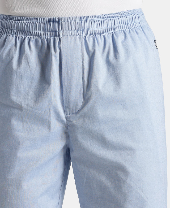 Super Combed Cotton Relaxed Fit Pyjama with Side Pockets - Light Blue Chambray