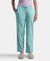 Super Combed Cotton Woven Fabric Relaxed Fit Striped Pyjama with Side Pockets - Aqua Sky