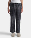 Super Combed Cotton Woven Fabric Relaxed Fit Striped Pyjama with Side Pockets - Black