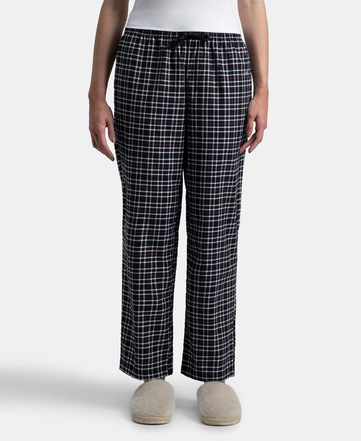 Super Combed Cotton Woven Fabric Relaxed Fit Striped Pyjama with Side Pockets - Black