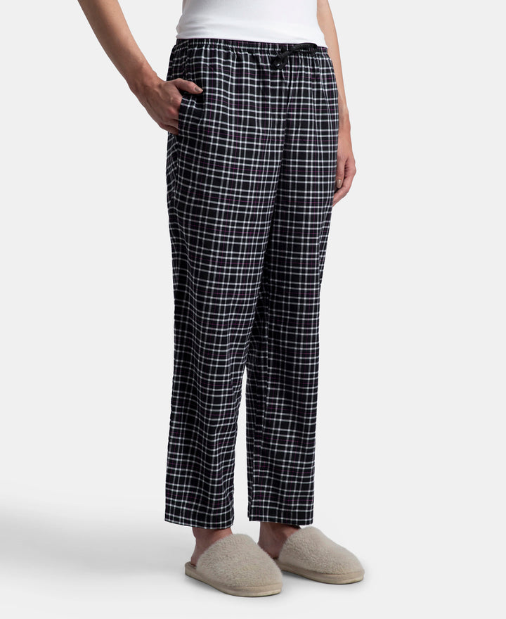 Super Combed Cotton Woven Fabric Relaxed Fit Striped Pyjama with Side Pockets - Black