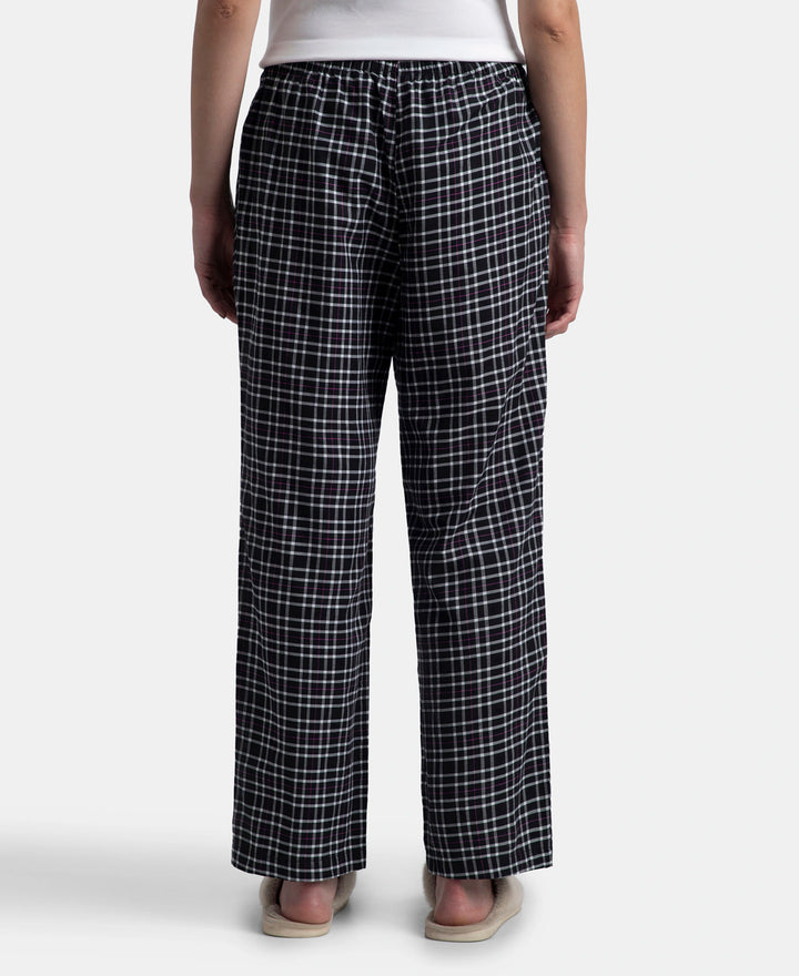 Super Combed Cotton Woven Fabric Relaxed Fit Striped Pyjama with Side Pockets - Black
