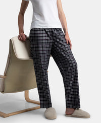 Super Combed Cotton Woven Fabric Relaxed Fit Striped Pyjama with Side Pockets - Black