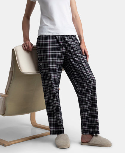 Super Combed Cotton Woven Fabric Relaxed Fit Striped Pyjama with Side Pockets - Black