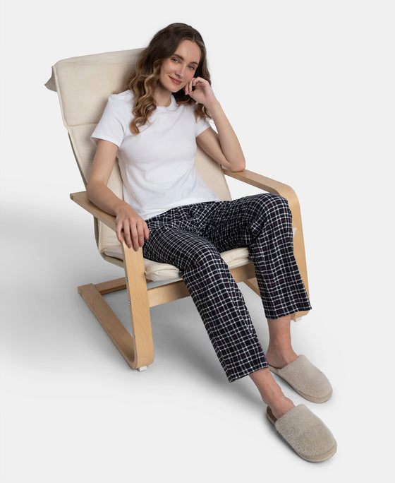 Super Combed Cotton Woven Fabric Relaxed Fit Striped Pyjama with Side Pockets - Black