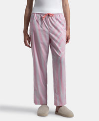 Super Combed Cotton Woven Fabric Relaxed Fit Striped Pyjama with Side Pockets - Cashmere Rose