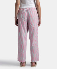 Super Combed Cotton Woven Fabric Relaxed Fit Striped Pyjama with Side Pockets - Cashmere Rose