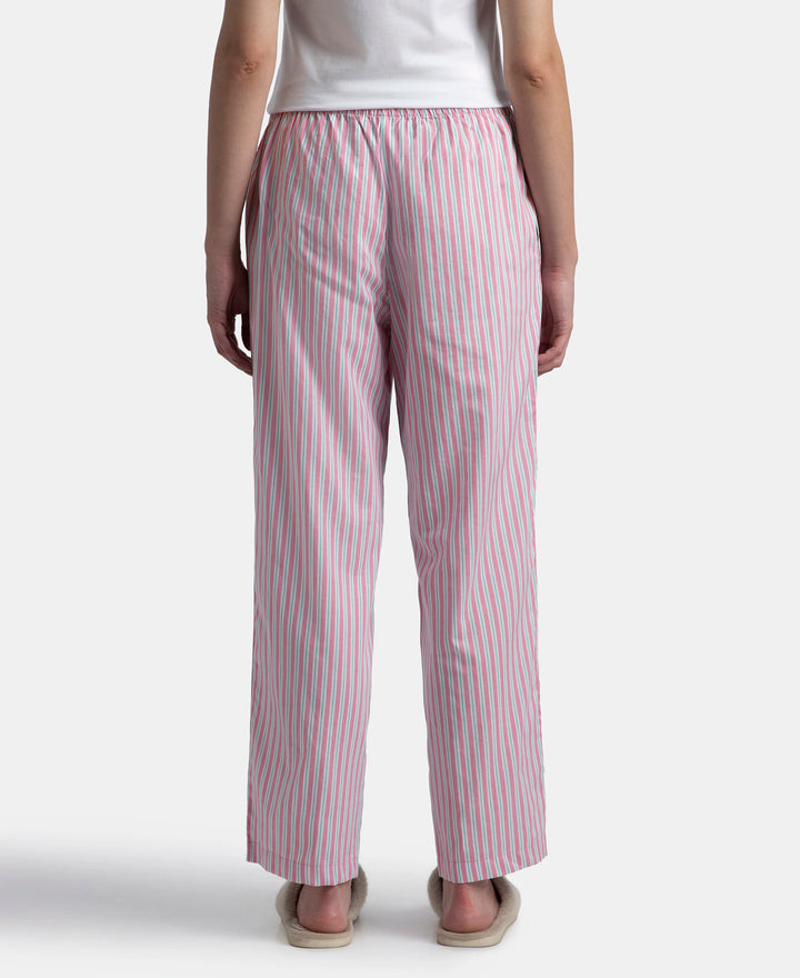 Super Combed Cotton Woven Fabric Relaxed Fit Striped Pyjama with Side Pockets - Cashmere Rose