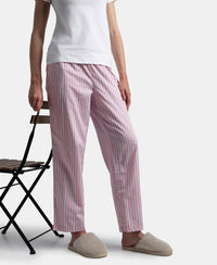 Super Combed Cotton Woven Fabric Relaxed Fit Striped Pyjama with Side Pockets - Cashmere Rose