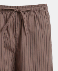 Super Combed Cotton Woven Fabric Relaxed Fit Striped Pyjama with Side Pockets - Deep Taupe