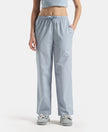 Super Combed Cotton Woven Fabric Relaxed Fit Checkered Pyjama with Side Pockets - Soft Chambray