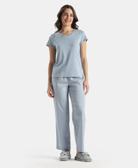Super Combed Cotton Woven Fabric Relaxed Fit Checkered Pyjama with Side Pockets - Soft Chambray